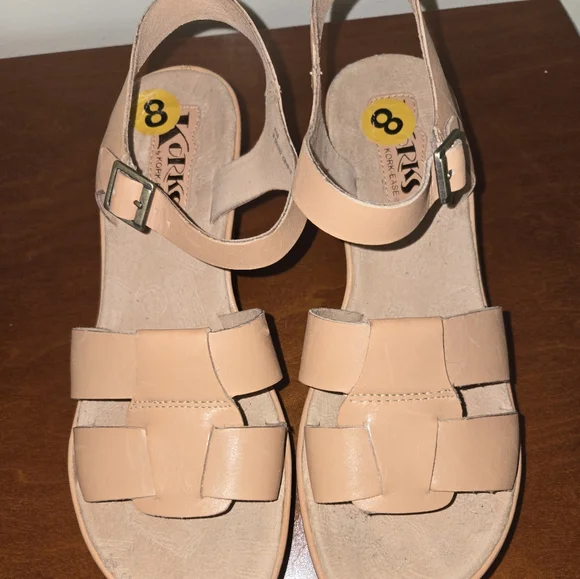Women's Leather Wedge Heel Korks Sandals - Picture 1 of 10